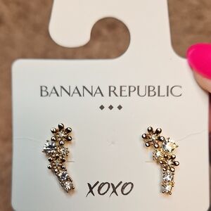 Banana Republic Gold Crystal Cluster Stud Earrings